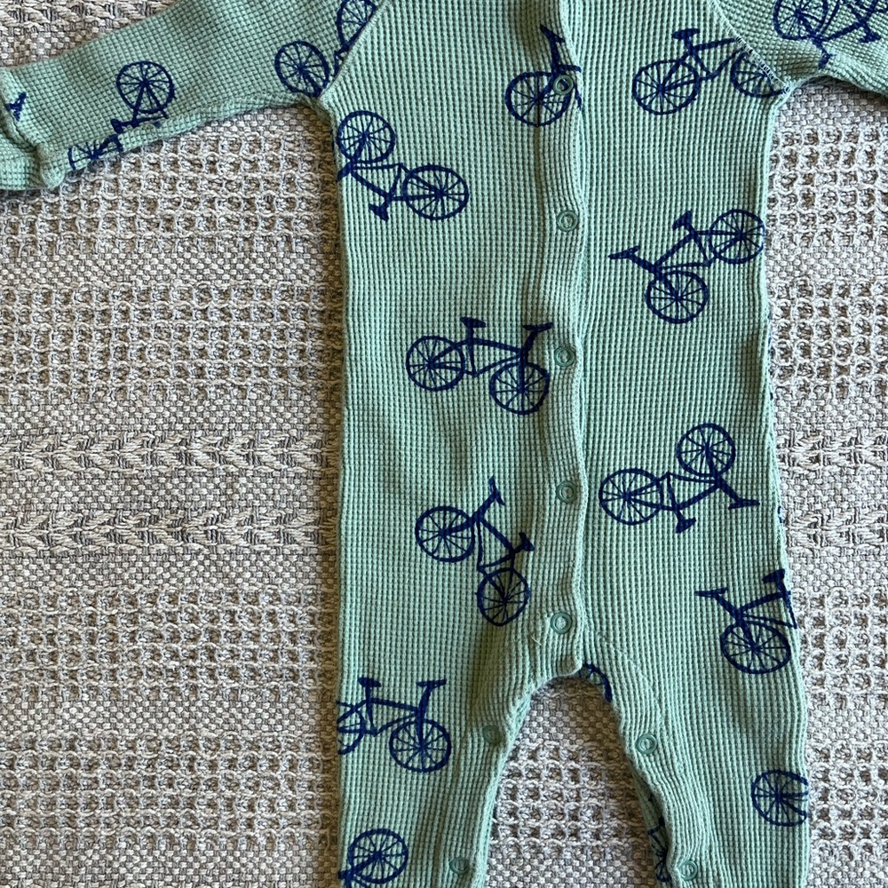 Bobo Choses Blue Bicycle Print Kids Footie